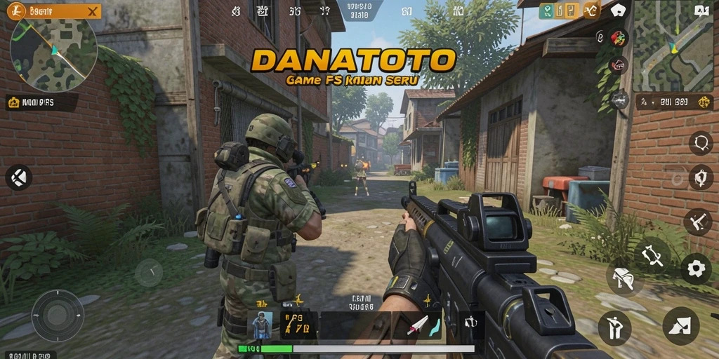 Tampilan gameplay seru DANATOTO dalam pertempuran FPS.