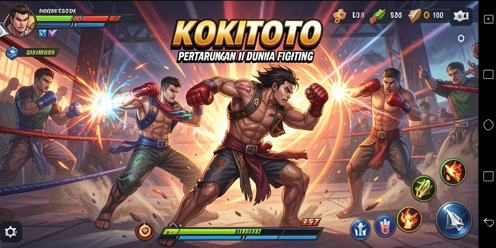 Gameplay KOKITOTO yang seru dan penuh aksi pertarungan.